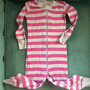 Hanna Andersson Pink and Gray Striped Kids Pajama Set